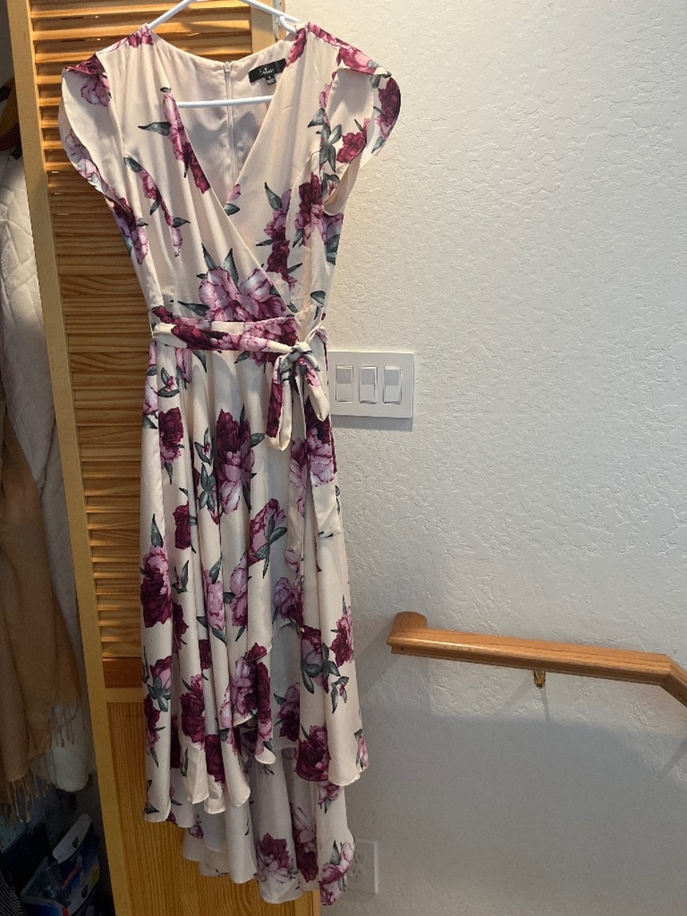 Flowered asymmetrical hem twirly dress - Lulus